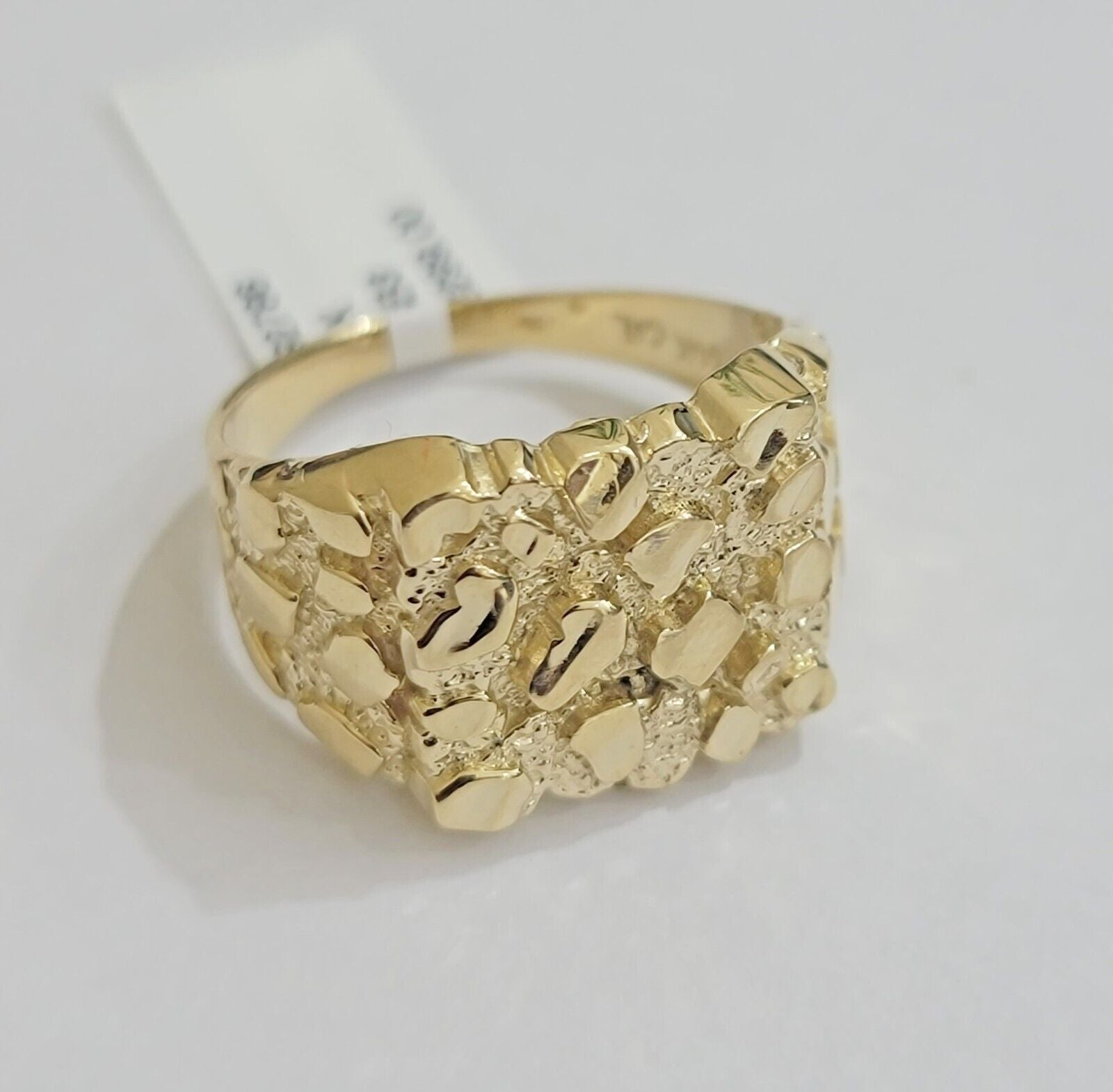 Real 14k Yellow Gold Nugget Ring For Men's Genuine 14kt casual or Pinky Ring - Reva Jeweler