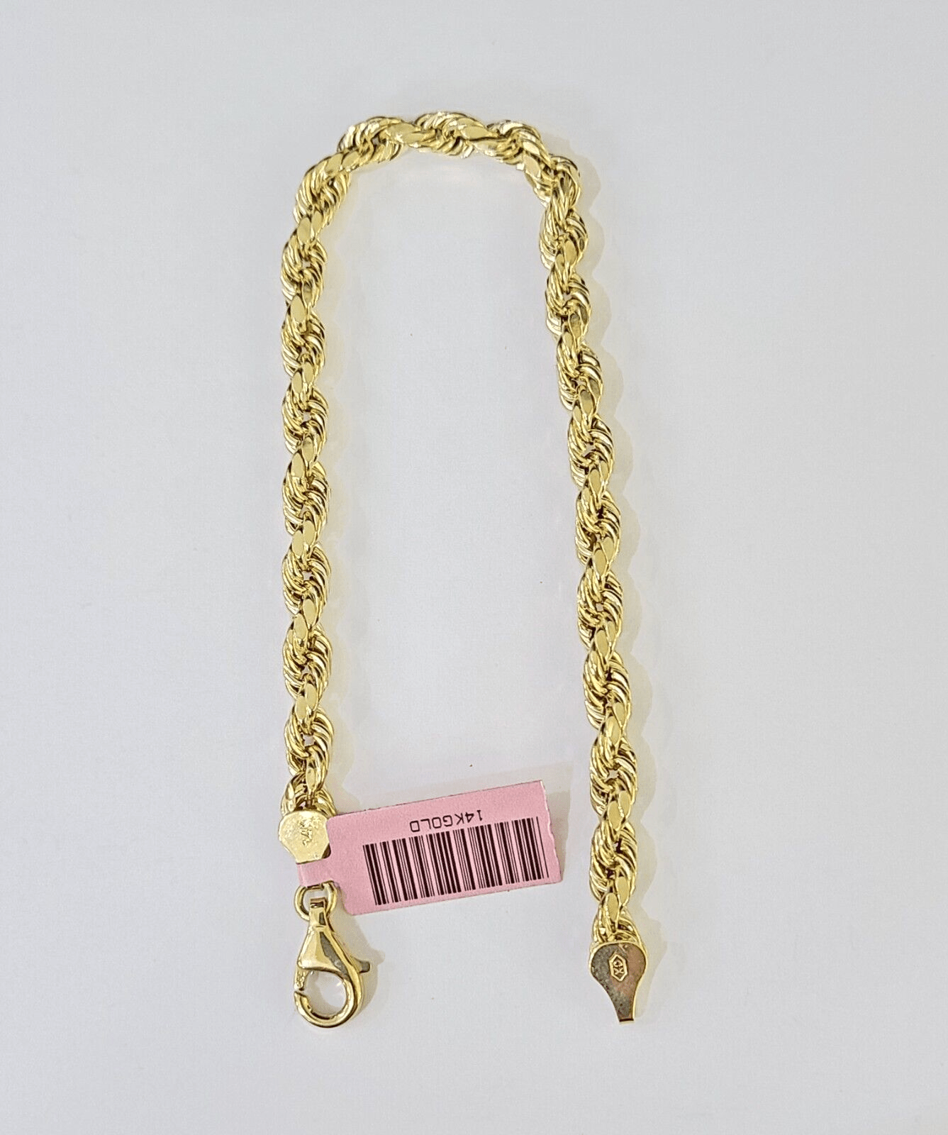 Real 14k Yellow Gold Rope Bracelet 5mm 8 Inch Men women diamond Cut - Reva Jeweler