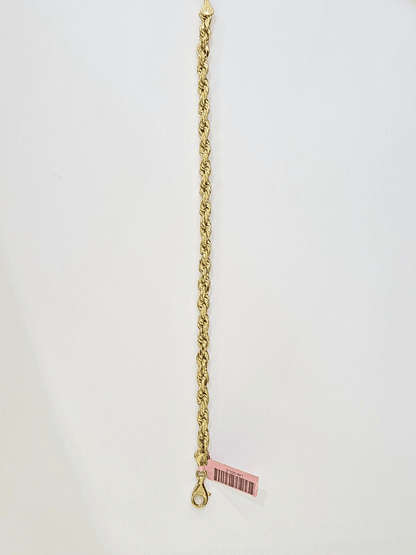 Real 14k Yellow Gold Rope Bracelet 5mm 8 Inch Men women diamond Cut - Reva Jeweler