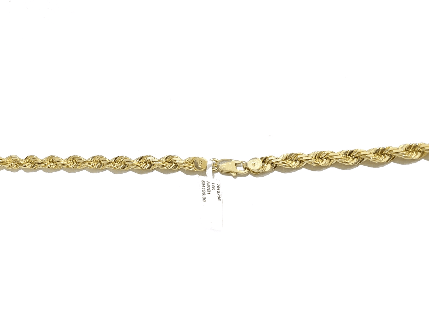 Real 14k Yellow Gold Rope Chain 24'' Necklace Jesus Crucifix Cross Charm Pendant - GoldenlinQ
