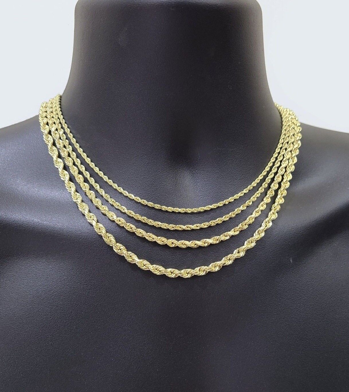 Real 14K Yellow Gold Rope Chain 2.5 - 5mm Necklace 18 - 26 Inches Lobster Lock SALE - Reva Jeweler