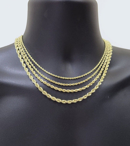 Real 14K Yellow Gold Rope Chain 2.5 - 5mm Necklace 18 - 26 Inches Lobster Lock SALE - Reva Jeweler