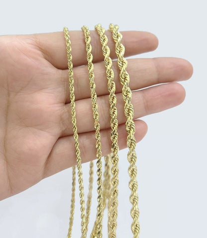 Real 14K Yellow Gold Rope Chain 2.5 - 5mm Necklace 18 - 26 Inches Lobster Lock SALE - Reva Jeweler