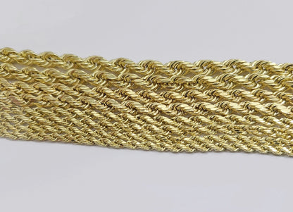 Real 14K Yellow Gold Rope Chain 2.5 - 5mm Necklace 18 - 26 Inches Lobster Lock SALE - Reva Jeweler