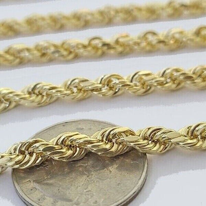 Real 14K Yellow Gold Rope Chain 2.5 - 5mm Necklace 18 - 26 Inches Lobster Lock SALE - Reva Jeweler
