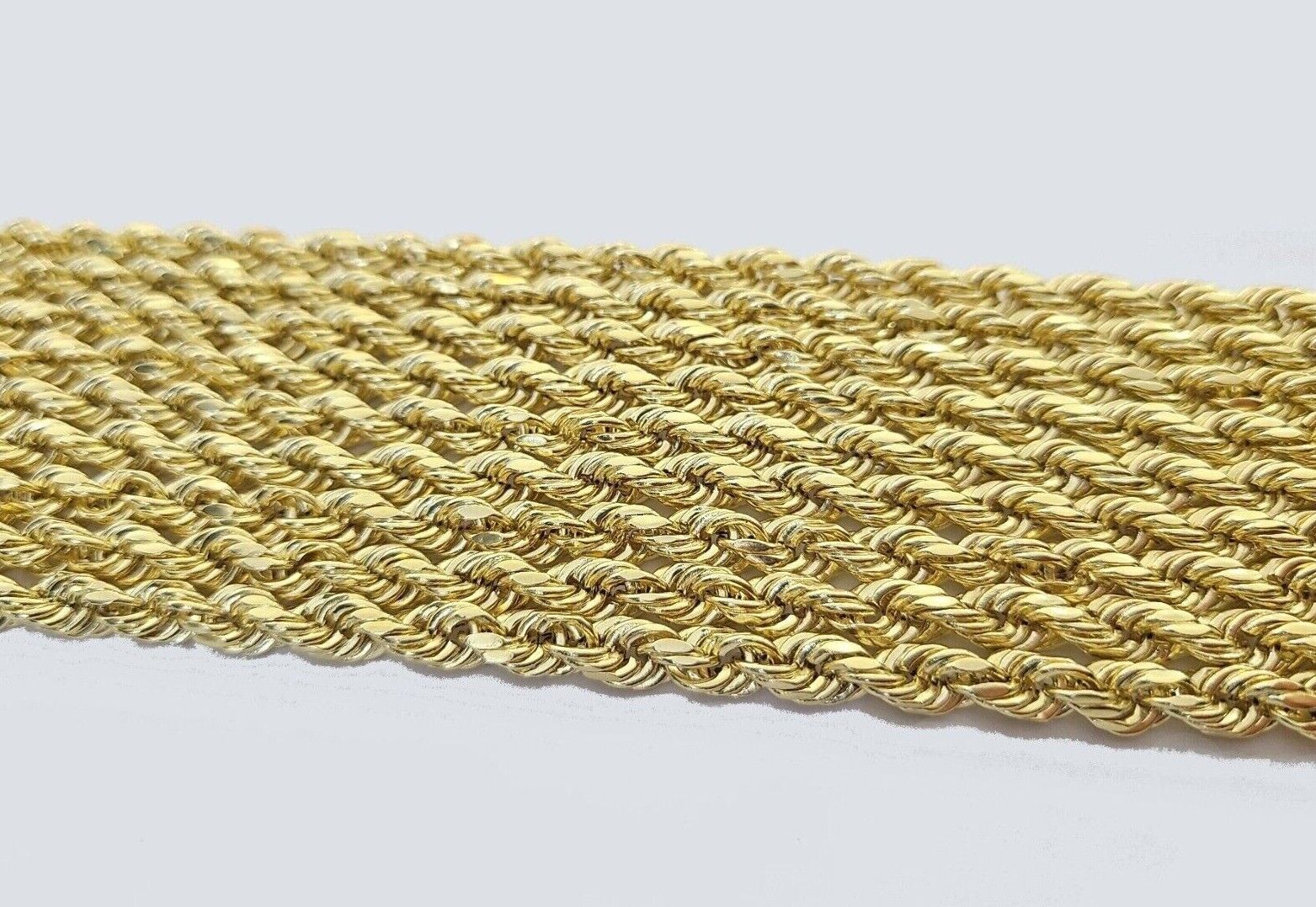 Real 14K Yellow Gold Rope Chain 2.5 - 5mm Necklace 18 - 26 Inches Lobster Lock SALE - Reva Jeweler