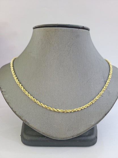 Real 14k Yellow Gold Rope Chain 3mm 20 Inches Ladies Necklace