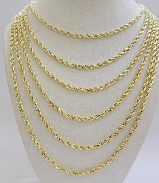 Real 14k Yellow Gold Rope Chain 3mm 22 Inches Ladies Necklace