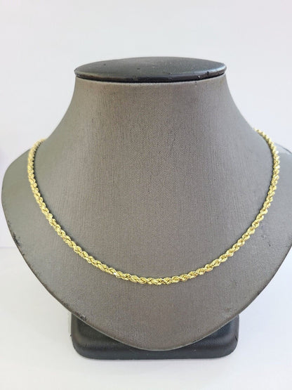 Real 14k Yellow Gold Rope Chain 3mm 26 Inches Ladies Necklace