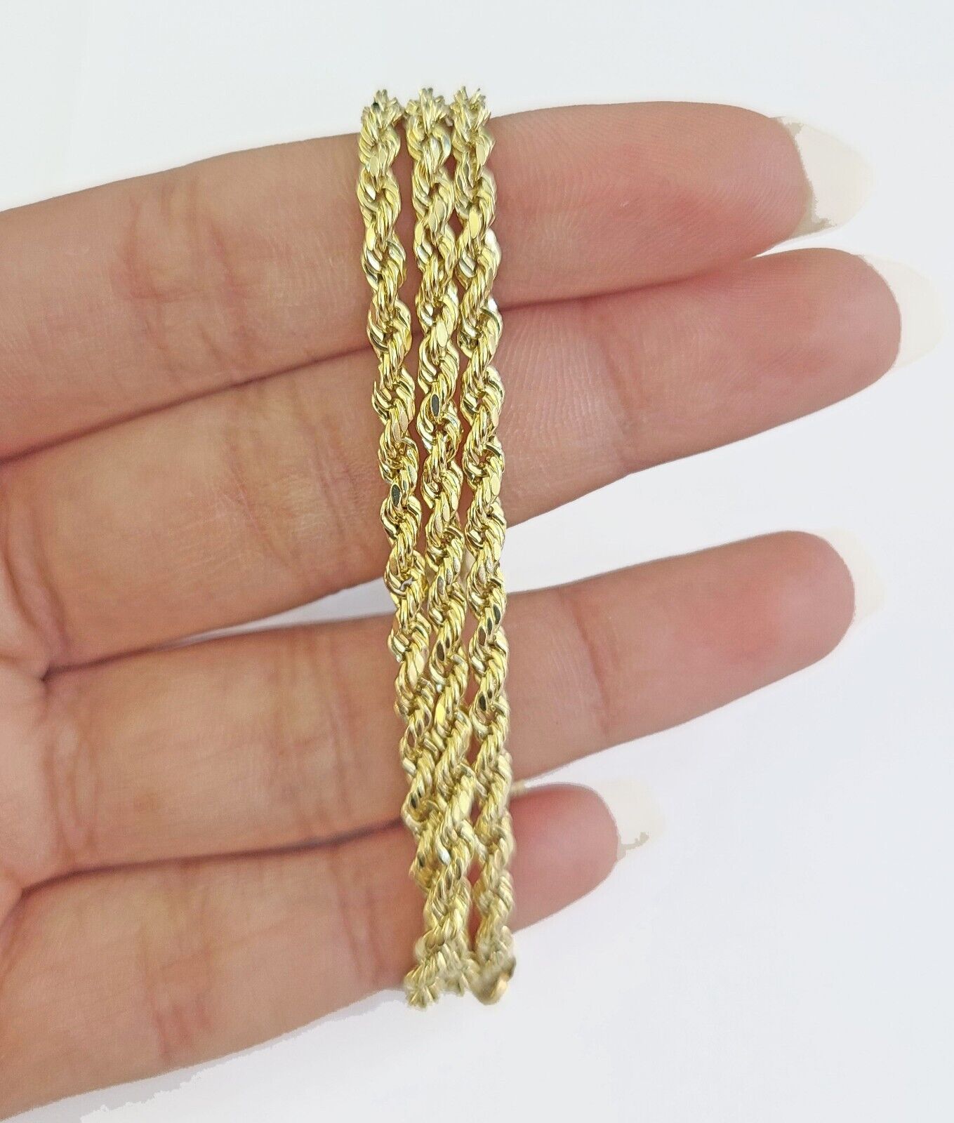 Real 14k Yellow Gold Rope Chain 3mm 26 Inches Ladies Necklace