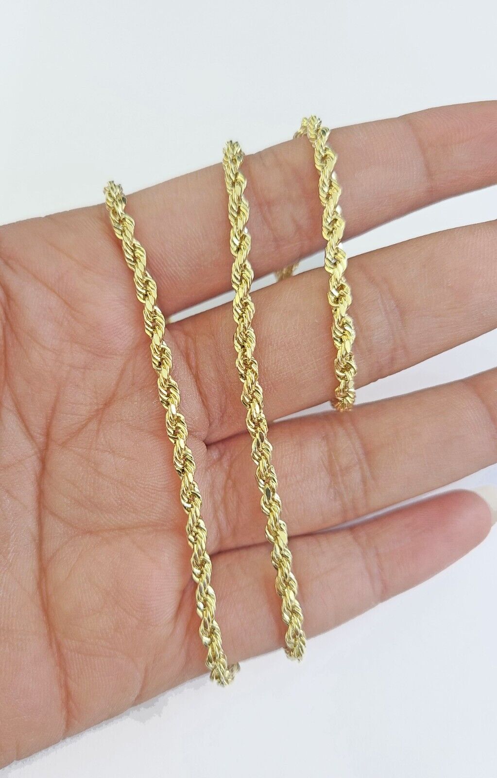 Real 14k Yellow Gold Rope Chain 3mm 26 Inches Ladies Necklace