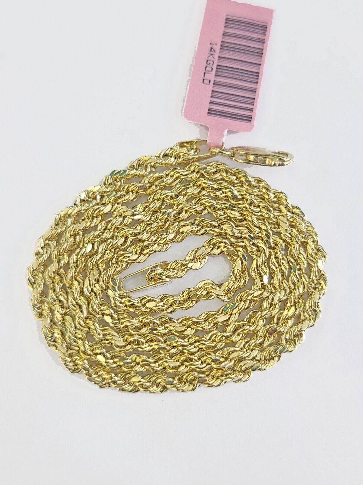 Real 14k Yellow Gold Rope Chain 3mm 26 Inches Ladies Necklace
