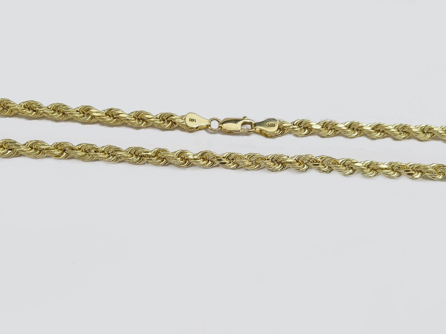 Real 14k Yellow Gold Rope Chain 5mm 20'' Necklace Jesus Cross Charm Pendant 14kt - Reva Jeweler