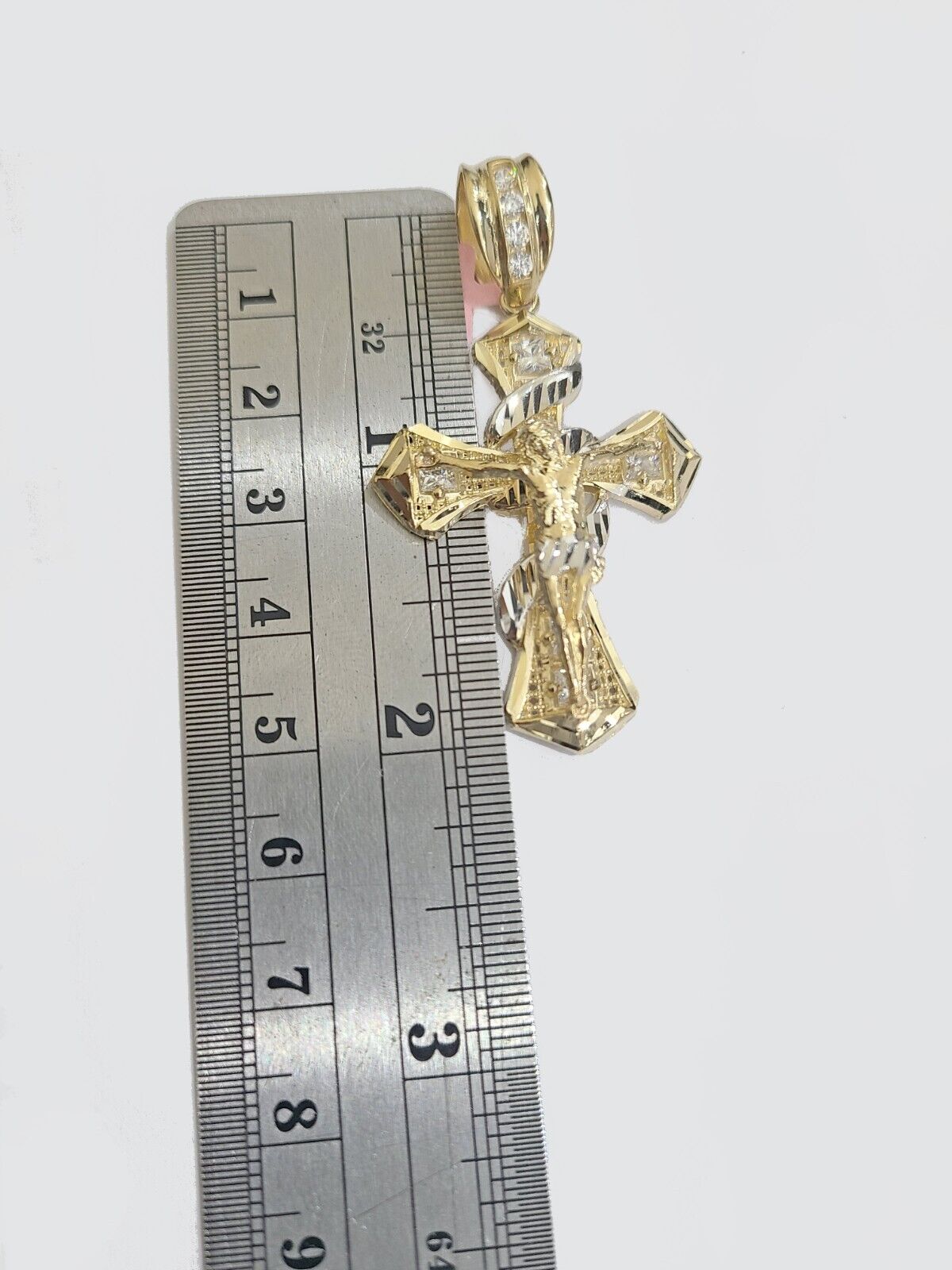 Real 14k Yellow Gold Rope Chain 5mm 24'' Necklace Jesus Cross Charm Pendant 14kt - Reva Jeweler