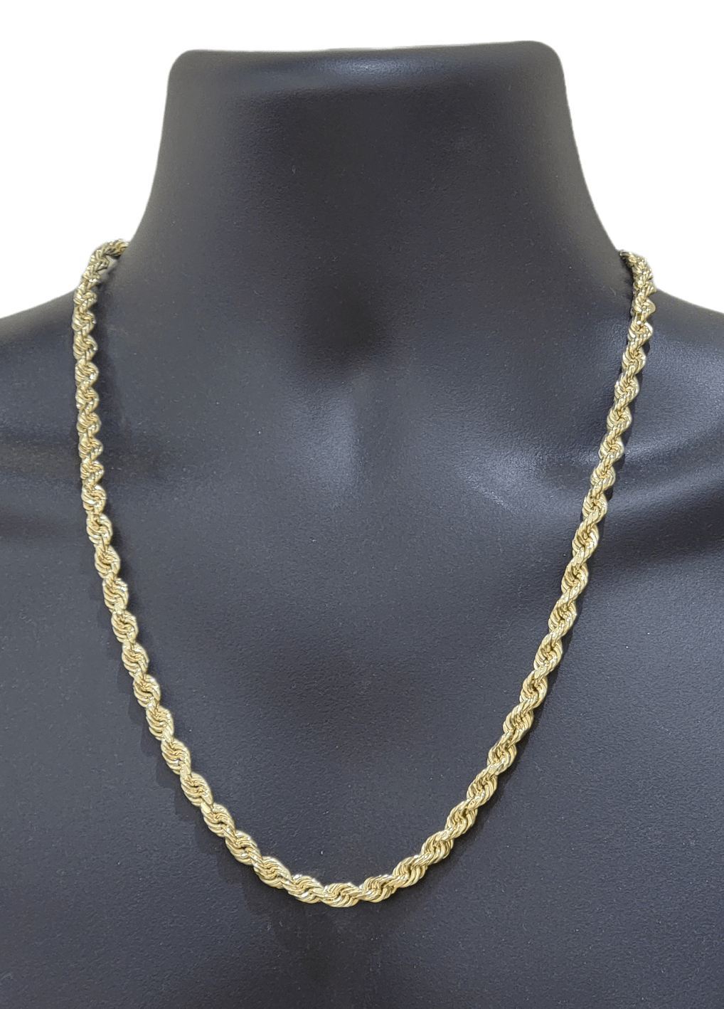 Real 14k Yellow Gold Rope Chain 6.5mm 24" inch Long 14kt Men's Necklace - Reva Jeweler