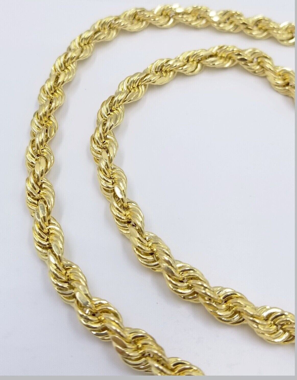 Real 14k Yellow Gold Rope Chain 6.5mm 24" inch Long 14kt Men's Necklace - Reva Jeweler