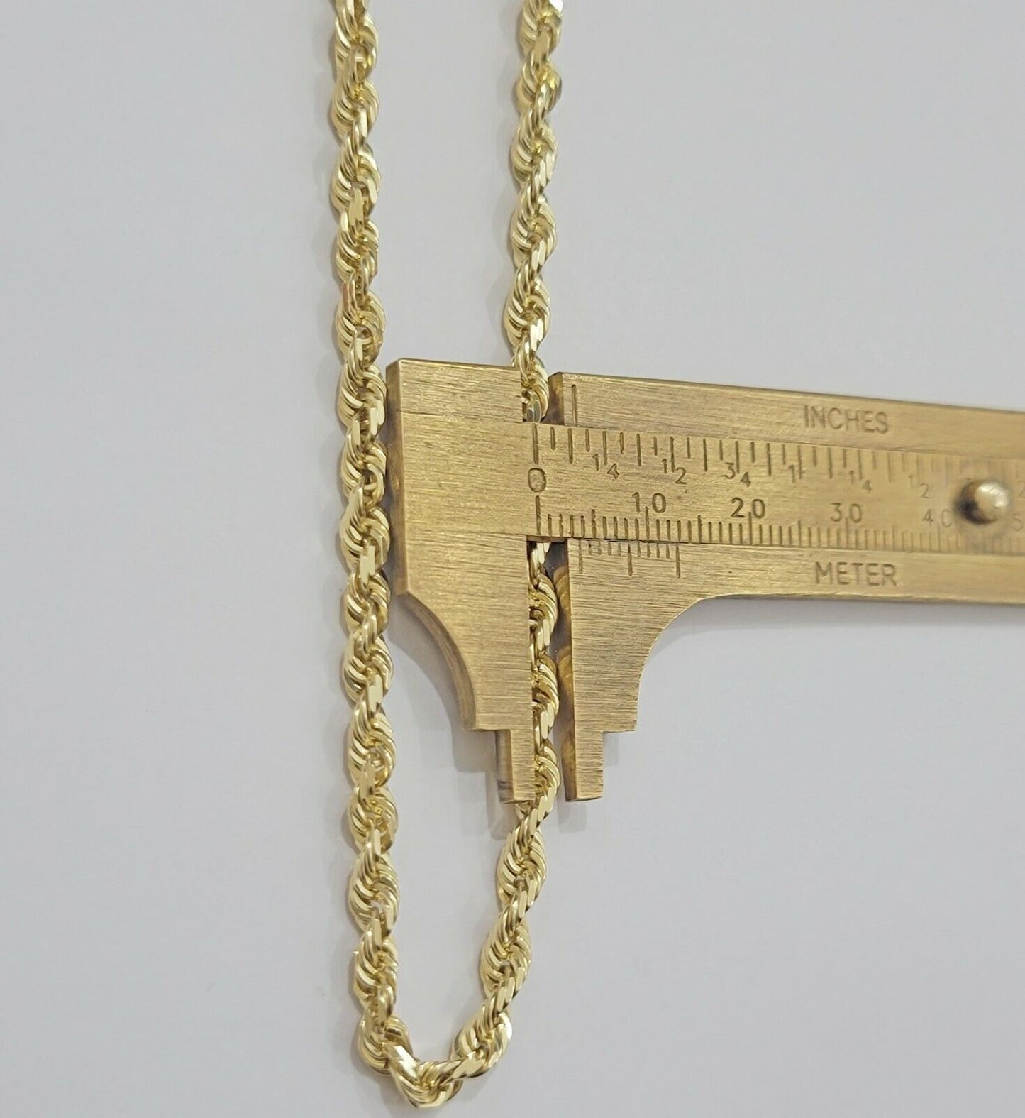 Real 14k Yellow Gold Rope Chain Necklace 24 Inch 4.5mm Diamond Cuts SOLID 14 KT - Reva Jeweler