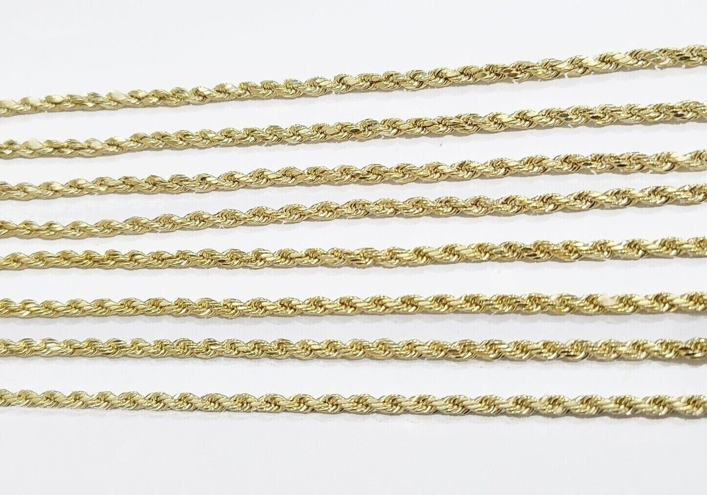 Real 14k Yellow Gold Rope Chain Necklace 2.5mm 18 - 30 Inch Diamond Cut 14kt SALE - Reva Jeweler