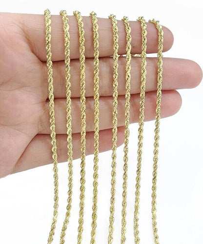 Real 14k Yellow Gold Rope Chain Necklace 2.5mm 18 - 30 Inch Diamond Cut 14kt SALE - Reva Jeweler