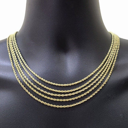 Real 14k Yellow Gold Rope Chain Necklace 2.5mm 18 - 30 Inch Diamond Cut 14kt SALE - Reva Jeweler
