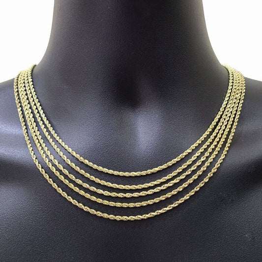 Real 14k Yellow Gold Rope Chain Necklace 2.5mm 18 - 30 Inch Diamond Cut 14kt SALE - Reva Jeweler