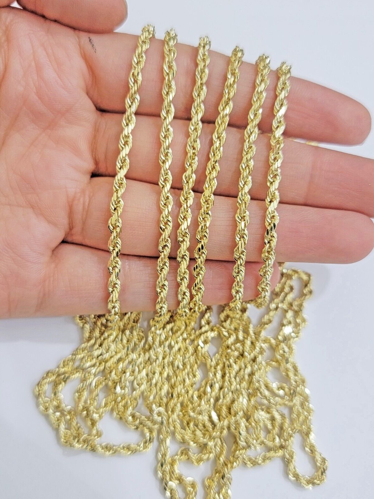Real 14k Yellow Gold Rope chain necklace 2.5mm 3mm 4mm 5mm 18-26 Inch Men women