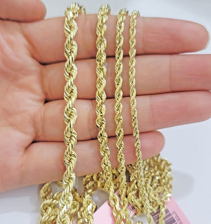 Real 14k Yellow Gold Rope chain necklace 2.5mm 3mm 4mm 5mm 18-26 Inch Men women