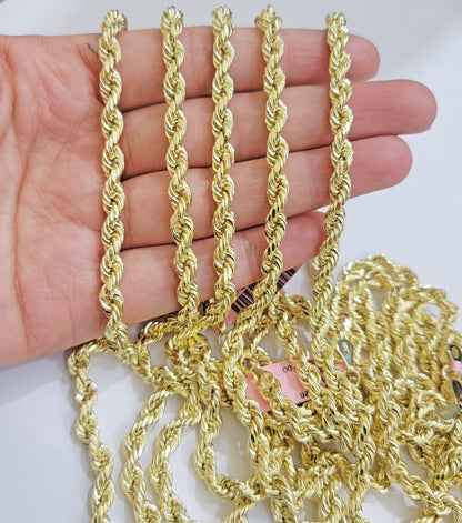 Real 14k Yellow Gold Rope chain necklace 2.5mm 3mm 4mm 5mm 18-26 Inch Men women