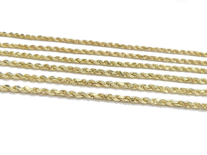 Real 14k Yellow Gold Rope Chain Necklace 3mm 18 - 26 Inch Diamond Cut 14kt SALE - Reva Jeweler