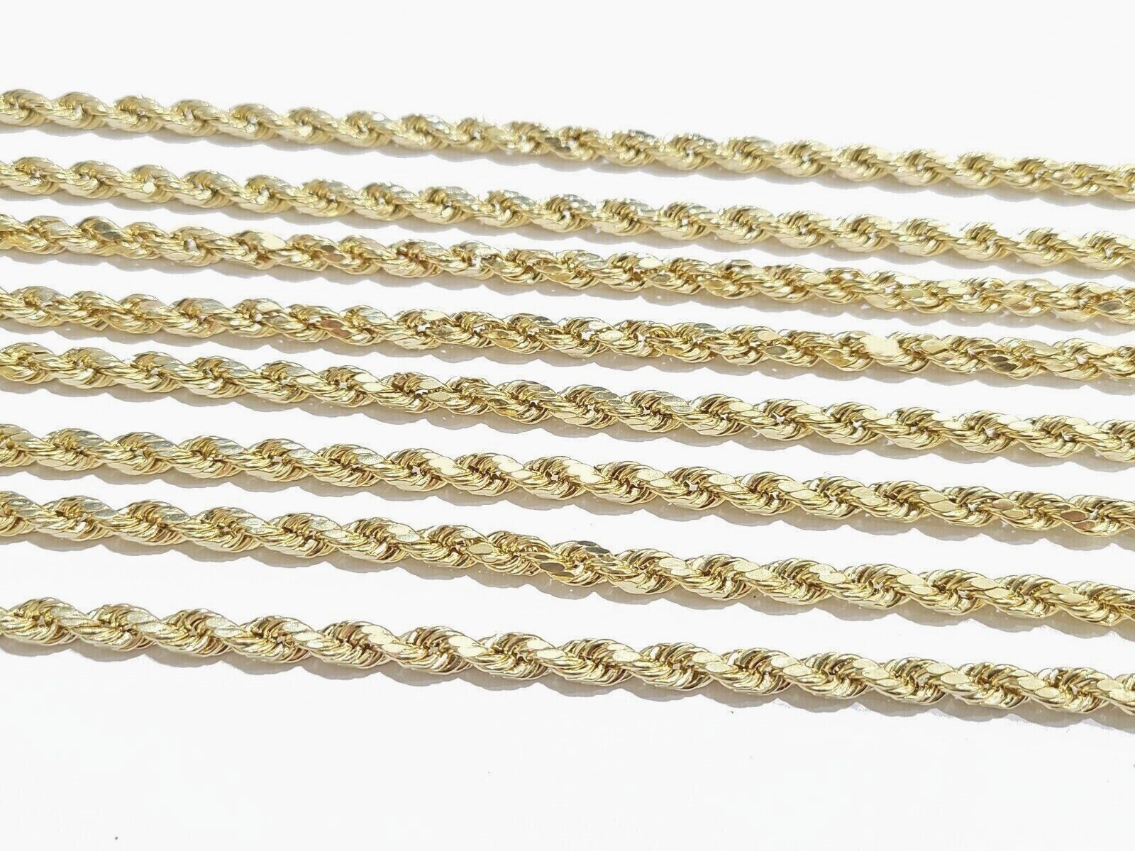 Real 14k Yellow Gold Rope Chain Necklace 5mm 18 - 26 Inch Diamond Cut 14kt SALE - Reva Jeweler