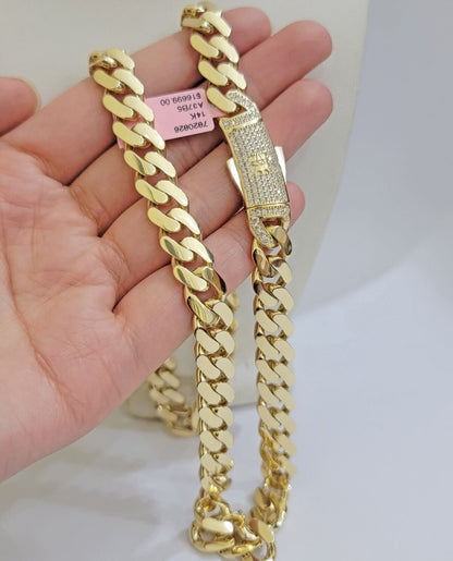 Real 14K Yellow Gold Royal Monaco Chain 11mm chain 20 - 26" Necklace Mens Puro ORO - Reva Jeweler