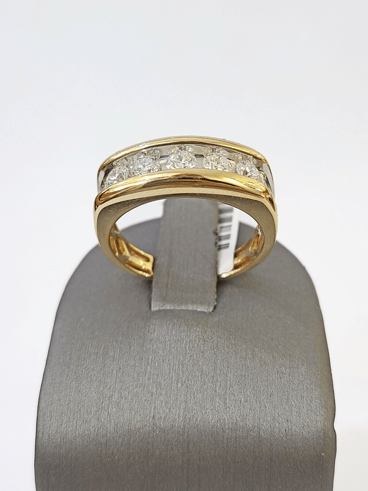 Real 14k Yellow Gold White Diamond Mens Ring Genuine Natural - Reva Jeweler
