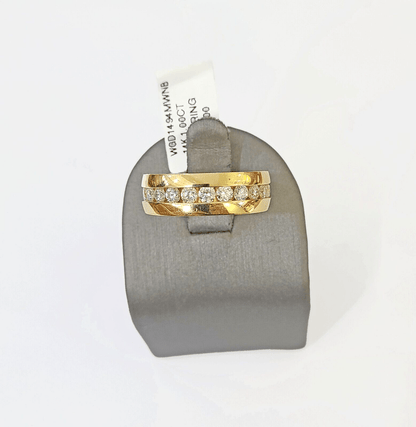 Real 14k Yellow Gold White Diamond Mens Ring Genuine Natural - Reva Jeweler