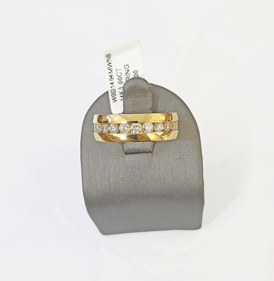 Real 14k Yellow Gold White Diamond Mens Ring Genuine Natural - Reva Jeweler