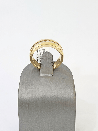 Real 14k Yellow Gold White Diamond Mens Ring Genuine Natural - Reva Jeweler