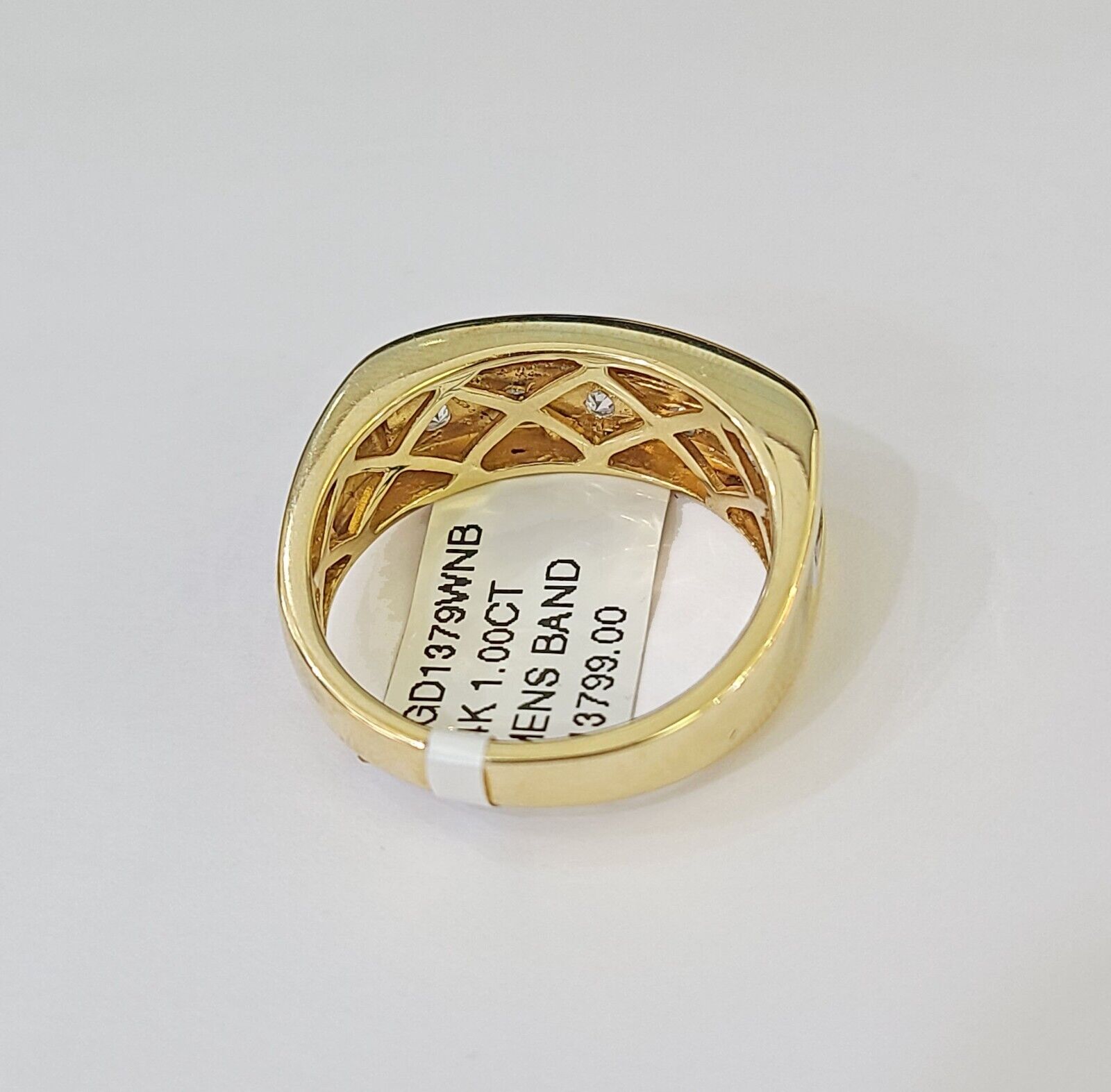 Real 14k Yellow Gold White Diamond Mens Ring Genuine Natural - Reva Jeweler