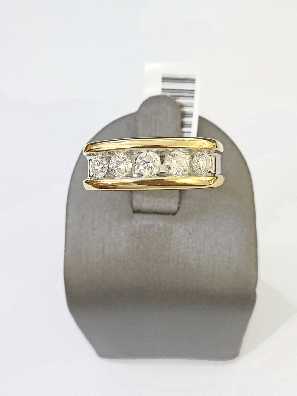 Real 14k Yellow Gold White Diamond Mens Ring Genuine Natural - Reva Jeweler