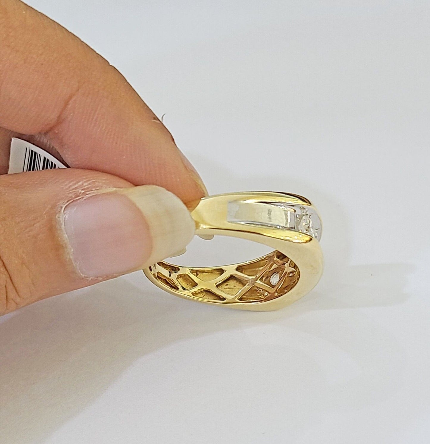 Real 14k Yellow Gold White Diamond Mens Ring Genuine Natural - Reva Jeweler