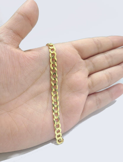 Real 14k Yellow Solid Gold 6mm Cuban Curb Link Bracelet 8'' inch 14kt Unisex - GoldenlinQ