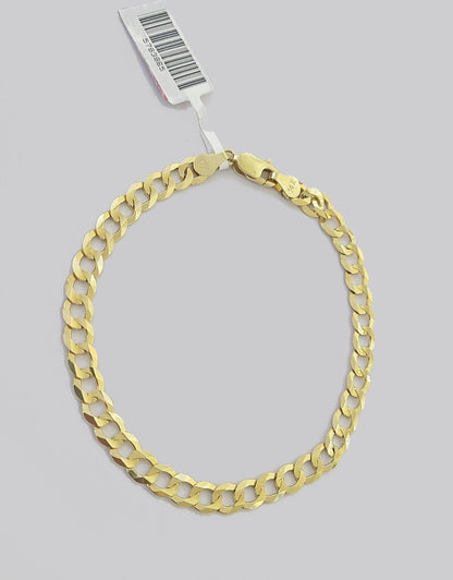 Real 14k Yellow Solid Gold 6mm Cuban Curb Link Bracelet 8'' inch 14kt Unisex - GoldenlinQ