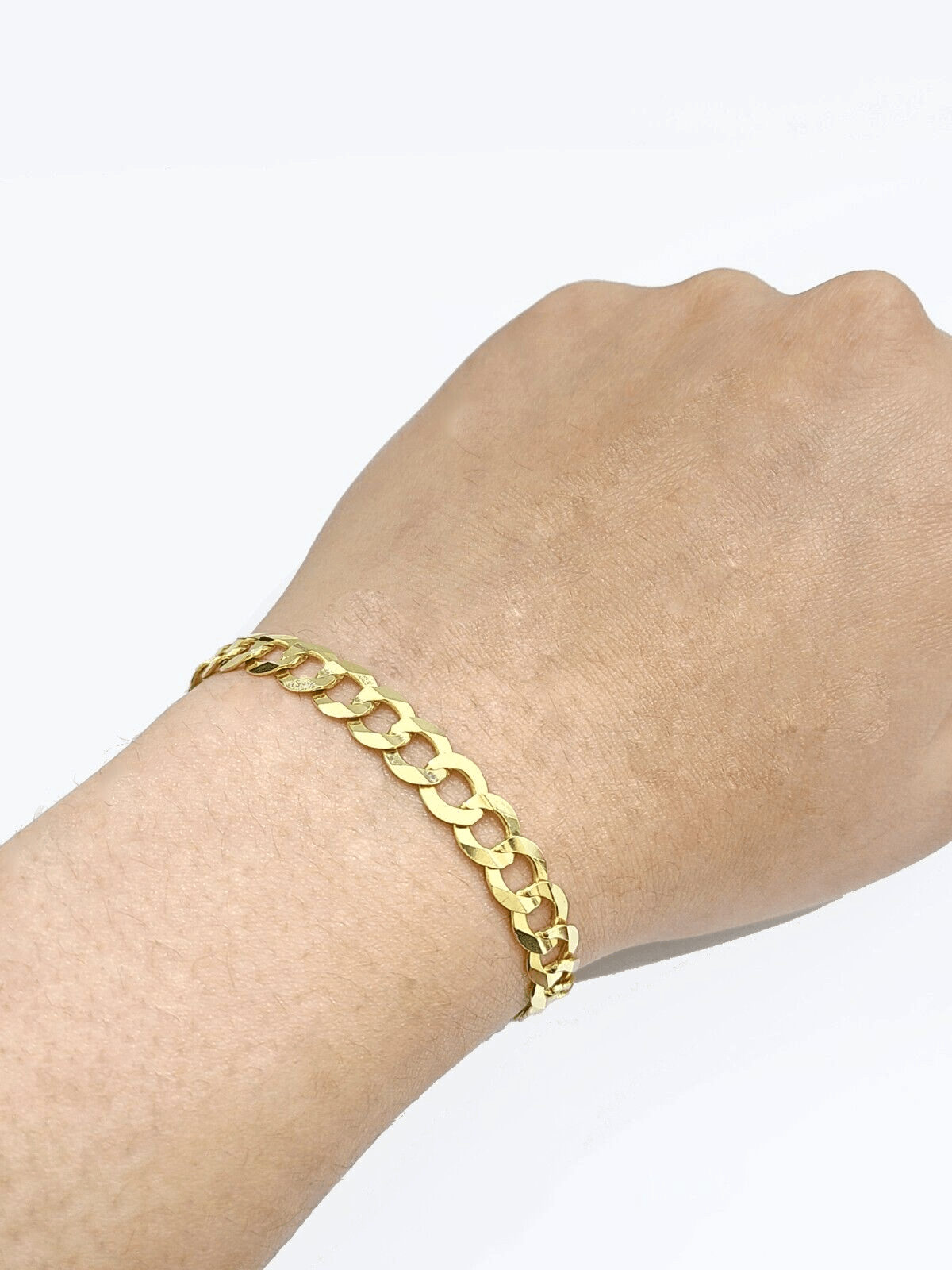 Real 14k Yellow Solid Gold 7mm Cuban Curb Link Bracelet 7'' inch 14kt Unisex - Reva Jeweler