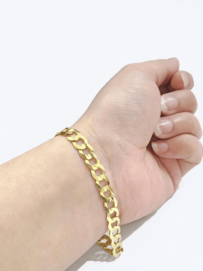Real 14k Yellow Solid Gold 7mm Cuban Curb Link Bracelet 7'' inch 14kt Unisex - Reva Jeweler