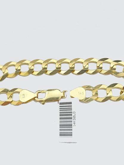Real 14k Yellow Solid Gold 9mm Cuban Curb Link Bracelet 8'' inch 14kt Unisex - GoldenlinQ