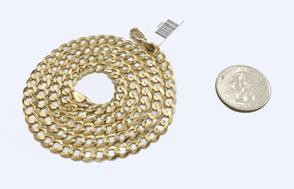 Real 14k Yellow Solid Gold Necklace Cuban Curb Link Chain 26'' inches 6mm Unisex - GoldenlinQ