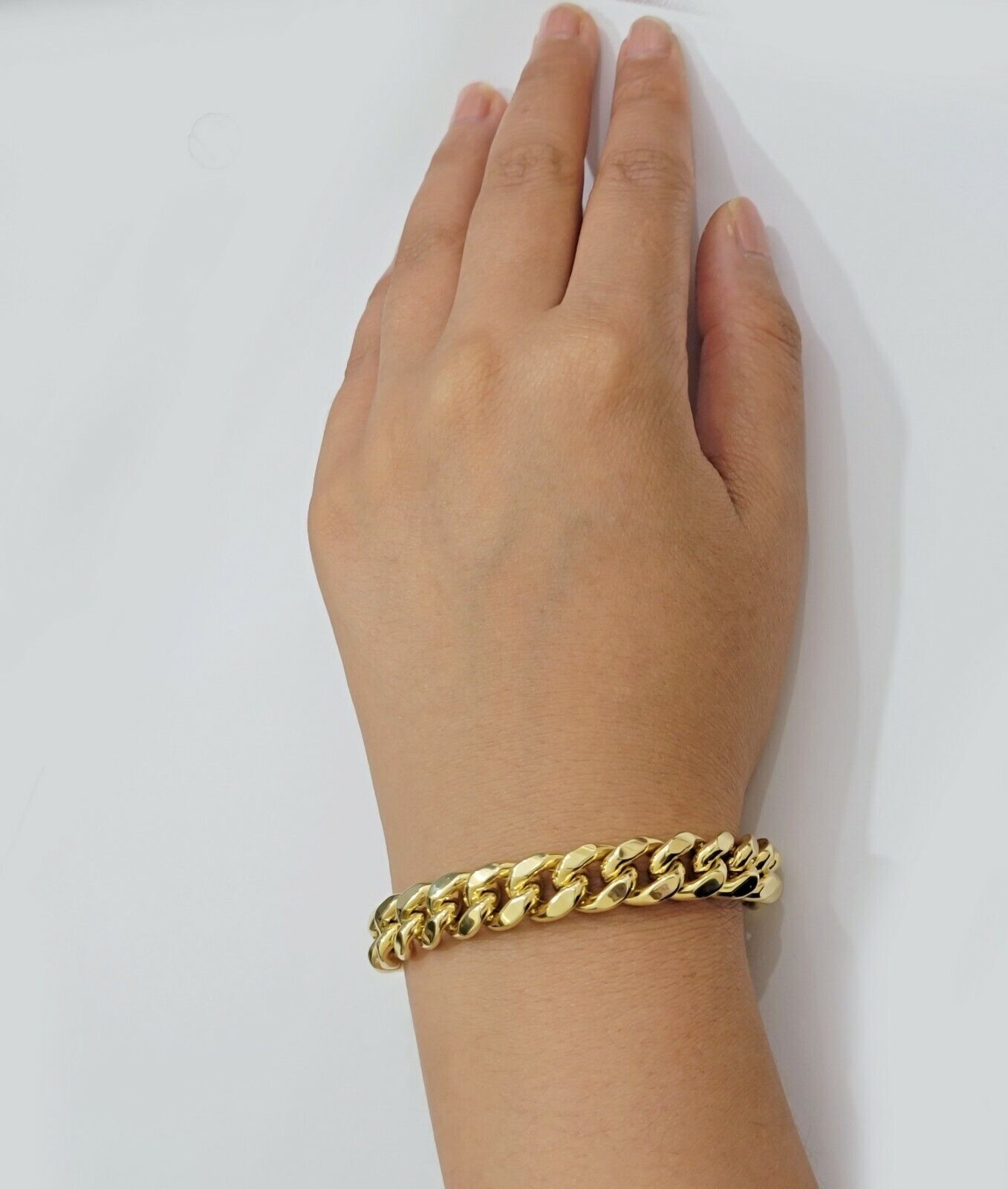 Real 14kt Gold Bracelet Miami Cuban Link 11mm 8.5"Inch Box Lock, Mens 14k STRONG - Reva Jeweler