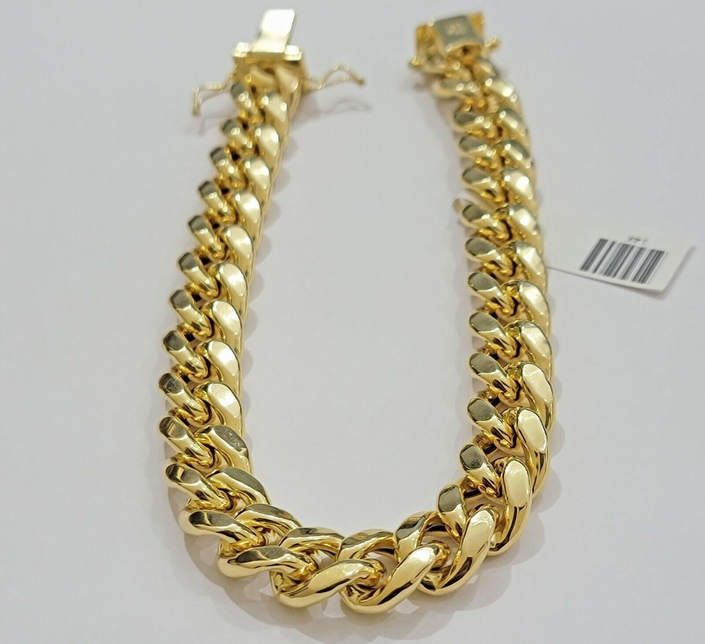 Real 14kt Gold Bracelet Miami Cuban Link 11mm 8.5"Inch Box Lock, Mens 14k STRONG - Reva Jeweler