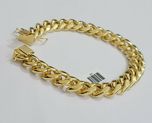 Real 14kt Gold Bracelet Miami Cuban Link 11mm 8.5"Inch Box Lock, Mens 14k STRONG - Reva Jeweler