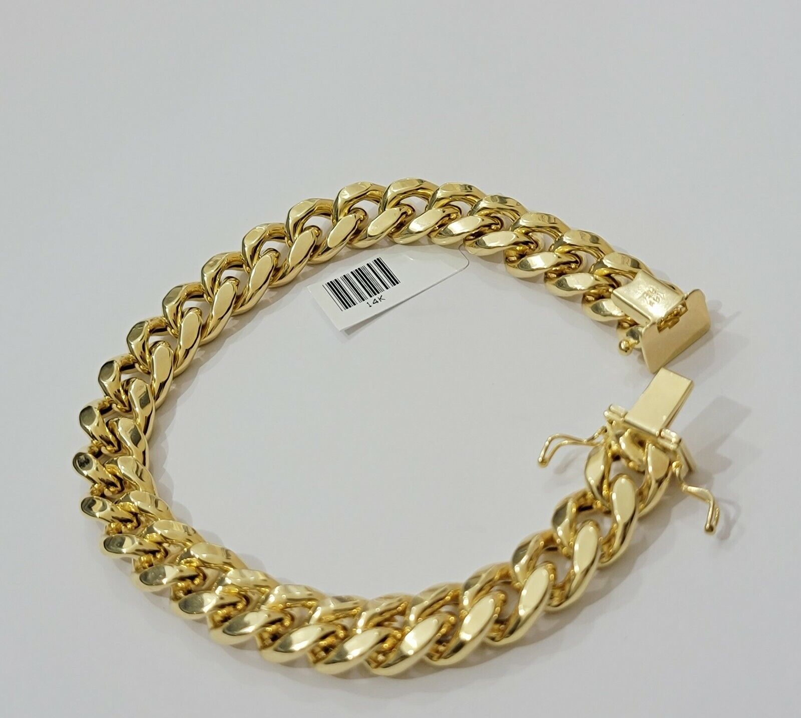 Real 14kt Gold Bracelet Miami Cuban Link 11mm 8.5"Inch Box Lock, Mens 14k STRONG - Reva Jeweler
