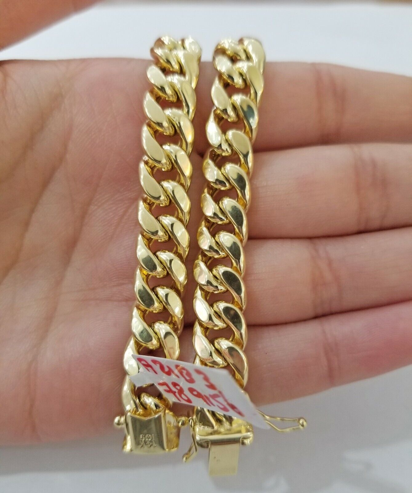 Real 14kt Gold Bracelet Miami Cuban Link 11mm 8.5"Inch Box Lock, Mens 14k STRONG - Reva Jeweler