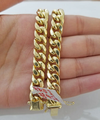 Real 14kt Gold Bracelet Miami Cuban Link 11mm 8.5"Inch Box Lock, Mens 14k STRONG - Reva Jeweler